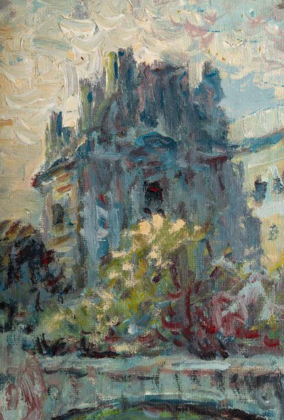 Mério Ameglio (1897-1970) Vue du Pont-Neuf huile sur toile vers 1950