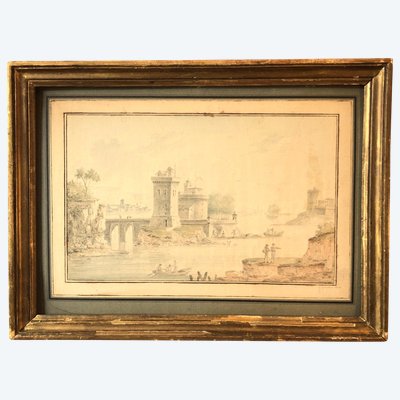 View of an imaginary port, signed Naissaut 1814