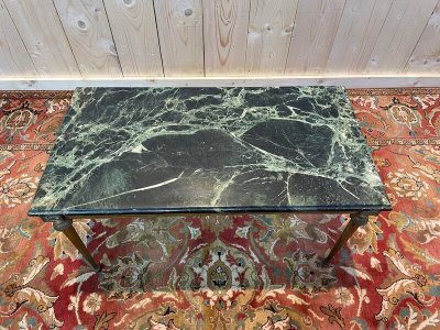 Louis XVI style coffee table in gilded brass and marble