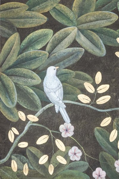 Toile peinte représentant des fleurs et des oiseaux. Travail contemporain. LS6020900A