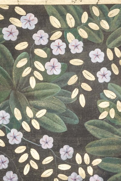 Toile peinte représentant des fleurs et des oiseaux. Travail contemporain. LS6020900A