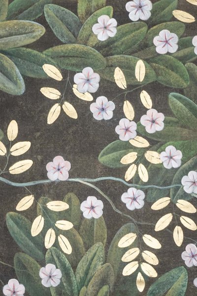 Toile peinte représentant des fleurs et des oiseaux. Travail contemporain. LS6020900A