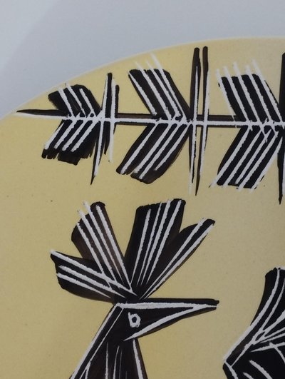 Vallauris plate with incised decoration.