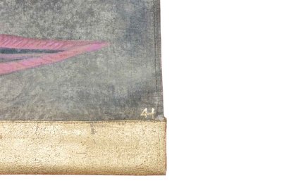 Toile peinte représentant une planche de poissons. Travail contemporain. LS6026911A