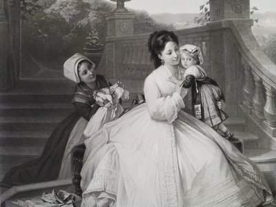  Large Engraving By Paul Girardet After Brochart  Etching 19th C Old Print