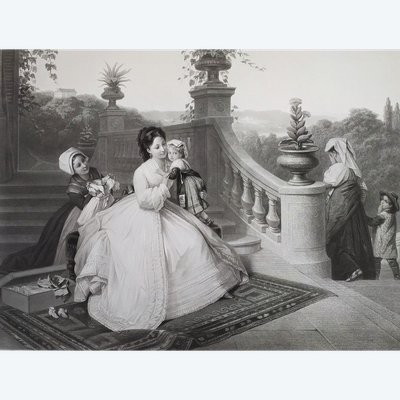  Large Engraving By Paul Girardet After Brochart  Etching 19th C Old Print
