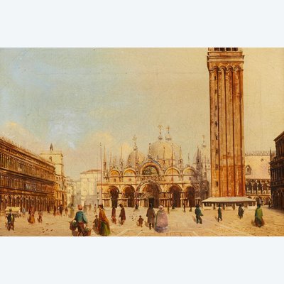 Ansicht Von Venedig Mit Dem Markusplatz, Vedutistischer Maler Des 19. Jahrhunderts