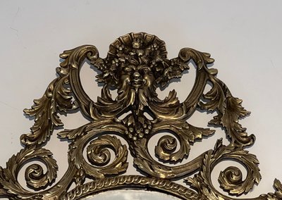 Importante Paire d'Appliques De Style Louis XIV En Bronze Ciselé Et Miroir à 3 Bras De Lumières
