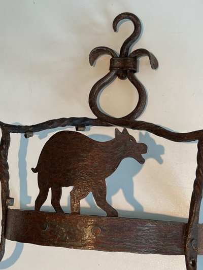 Paire d'Appliques En Fer Forgé Représentant des Animaux. Travail Français. Vers 1940