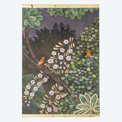 Painted canvas depicting birds in a country setting. LS6133675K