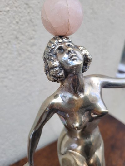 Danseuse Aux Balles En Bronze Argenté, Art Deco, 20th Century