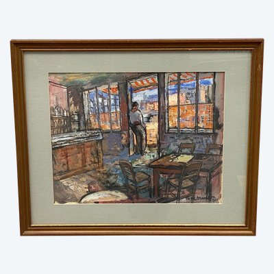 Dessin sur papier par Pierre Manat Bar marin 1932