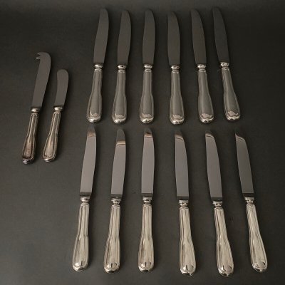 Suite von 14 versilberten Metallmessern Haus Christofle Modell uniplat