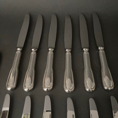 Suite von 14 versilberten Metallmessern Haus Christofle Modell uniplat