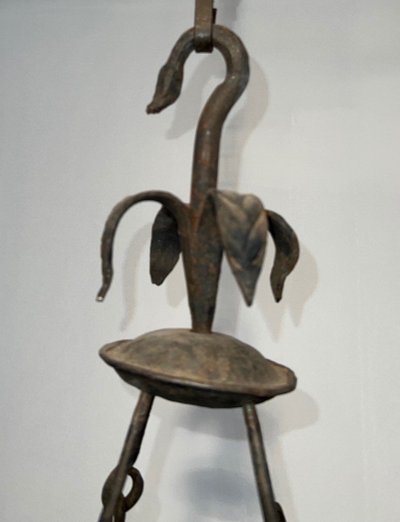 Important 12-Light Wrought Iron Chandelier. French Gothic work. Circa 1940