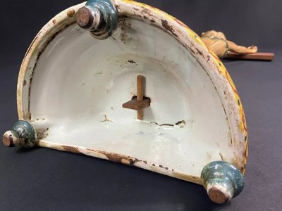 Large Nevers earthenware altar cross 18th century Morlait Lejeune 1781