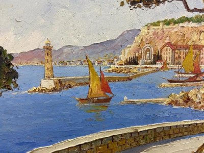 Signed Xavier SAGER 1881-1969 Route de Nice view of port Possible pair