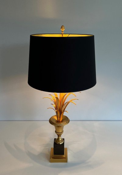 Paire De Lampes Palmier En Chrome Et Laiton. Travail Francais Dans Le Goût De La Maison Charles
