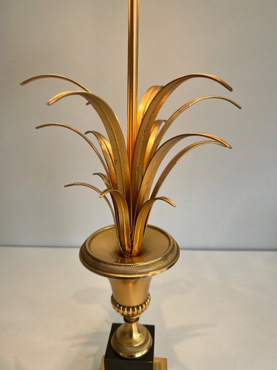 Paire De Lampes Palmier En Chrome Et Laiton. Travail Francais Dans Le Goût De La Maison Charles