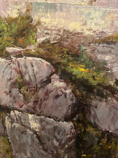Pittura Francesco FELIPPINI 1853-1895 vista Grande Corniche strada Nizza Mentone