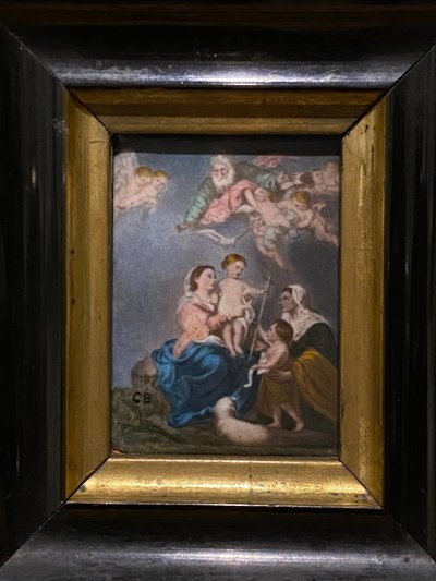 Ensemble de trois scènes religieuses, Peinture sur porcelaine, XIXe siècle 