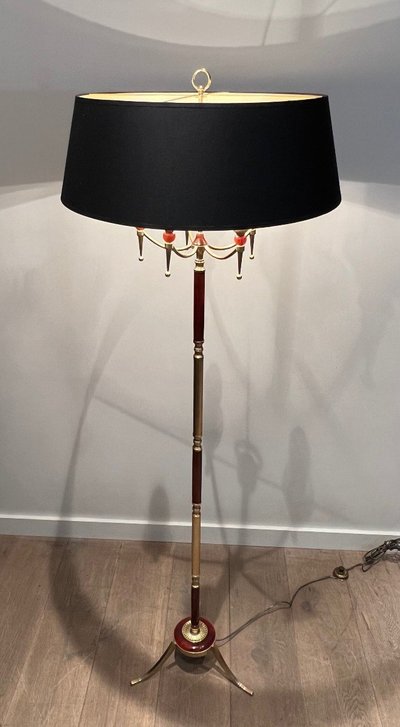 Brass and Plexiglass Floor Lamp in the Style of Maison Jansen