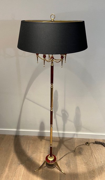 Brass and Plexiglass Floor Lamp in the Style of Maison Jansen
