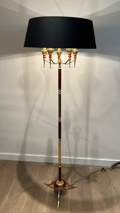 Brass and Plexiglass Floor Lamp in the Style of Maison Jansen