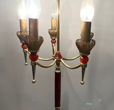 Brass and Plexiglass Floor Lamp in the Style of Maison Jansen
