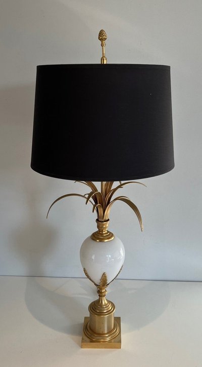White Opaline And Nickel Ostrich Egg Lamp In The Taste Of Home Charles