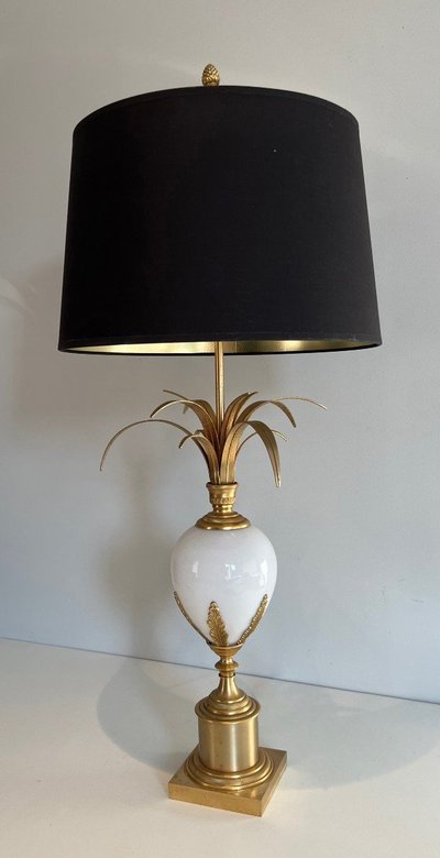 White Opaline And Nickel Ostrich Egg Lamp In The Taste Of Home Charles