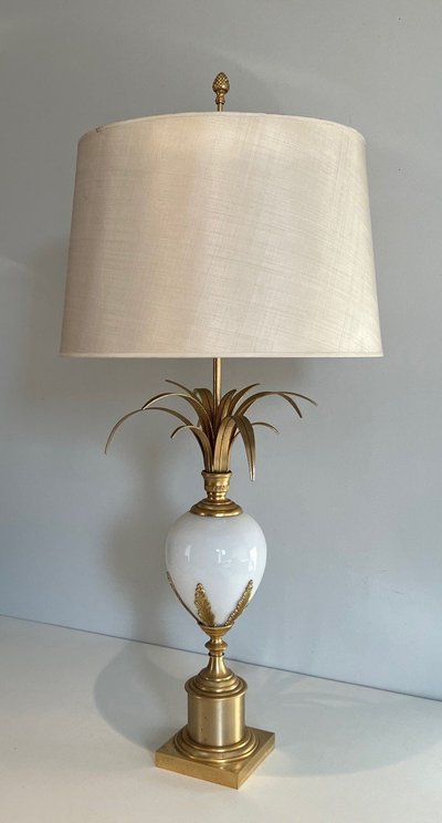 White Opaline And Nickel Ostrich Egg Lamp In The Taste Of Home Charles