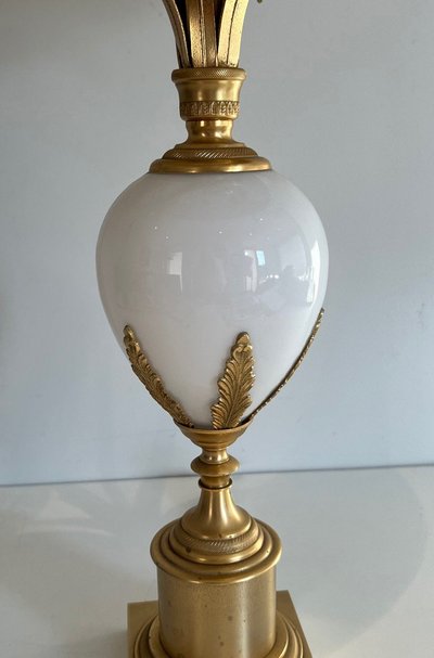 White Opaline And Nickel Ostrich Egg Lamp In The Taste Of Home Charles