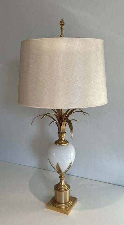 White Opaline And Nickel Ostrich Egg Lamp In The Taste Of Home Charles
