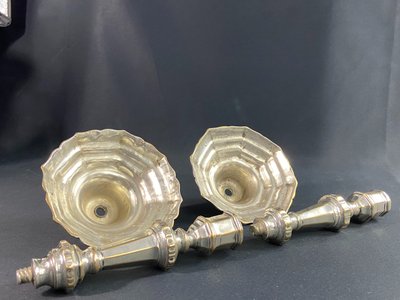 Pair of 18th Regency silver-plated bronze candlestick torches