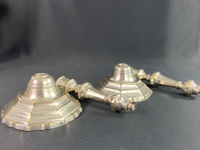 Pair of 18th Regency silver-plated bronze candlestick torches