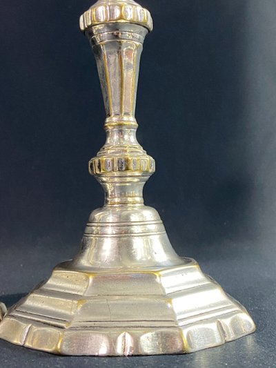 Pair of 18th Regency silver-plated bronze candlestick torches