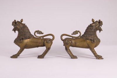 Pair Of Nepalese Simha Guardian Lions