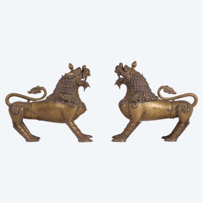 Pair Of Nepalese Simha Guardian Lions