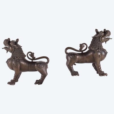 Coppia di leoni delle nevi di Simha Gardiens