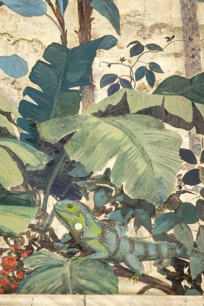 Painted canvas. Toucan on a leafy background. Contemporary work. LS60301260A