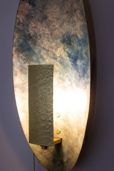 Pair of sconces in patinated brass. Contemporary work. LS60781267Y