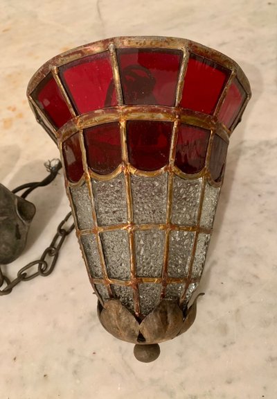 Small stained-glass hanging lamp