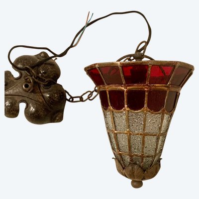 Small stained-glass hanging lamp