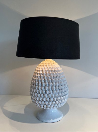 Pair of Important Ceramic Lamps. French work. Circa 1970