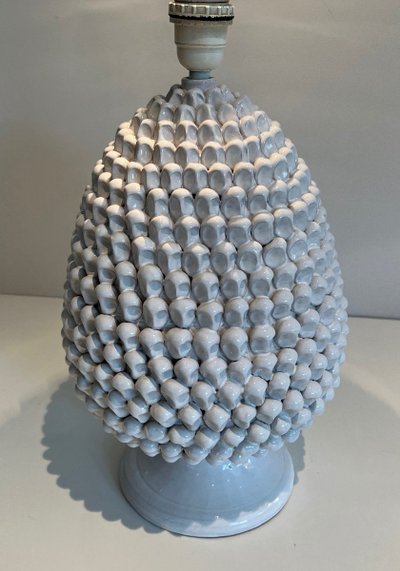 Pair of Important Ceramic Lamps. French work. Circa 1970