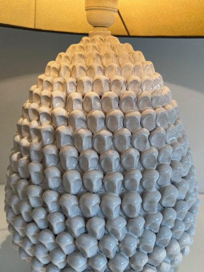 Pair of Important Ceramic Lamps. French work. Circa 1970