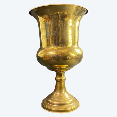Grande secchiello da champagne in ottone fine XIX inizio XX secolo Altezza 55 cm