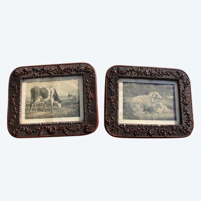 Coppia di quadri Foret Noir Avec Gravures XIXeme