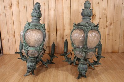 Pair of Cast Iron Wall Lights, After Models Of The Alexander III Bridge